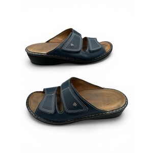 Finn Comfort Navy Leather Comfort Slide Sandals EU 43 Womens 12